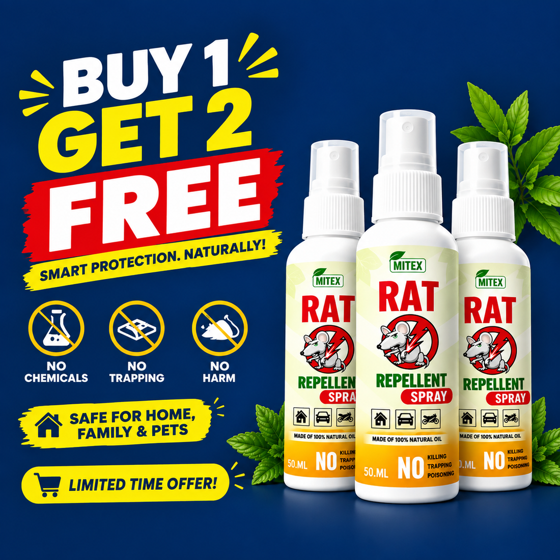 Mitex™ Herbal Rat Repellent Spray for Car & Home